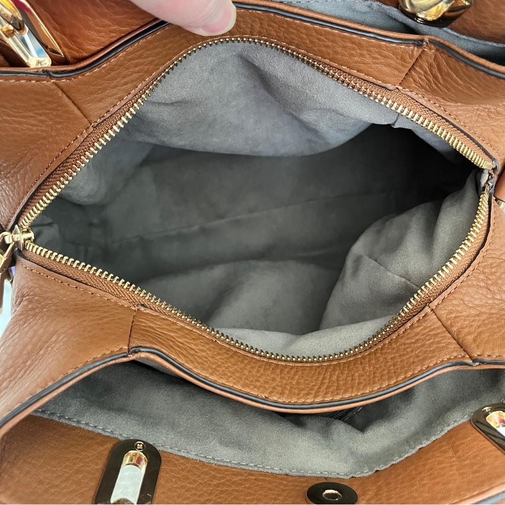 Vince Camuto Brown Leather ‘Elva’ Tassel Satchel in “Dark Rum” - Picture 8 of 10